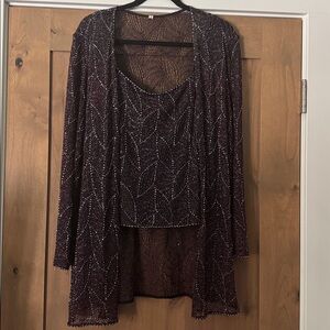 Vtg Cameron Blake by Mon Cheri 2 piece Beaded tank /jacket set sparkle Cruise